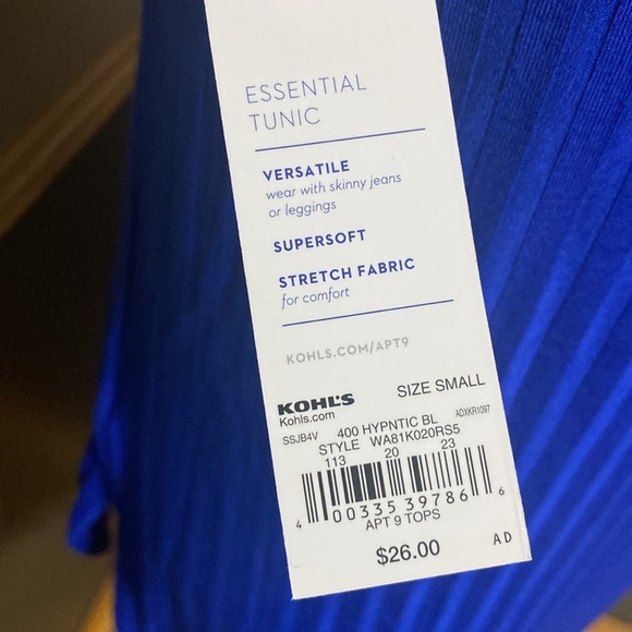 APT. 9 super soft blue on blue flowy tunic top size S NWT - Picture 5 of 7